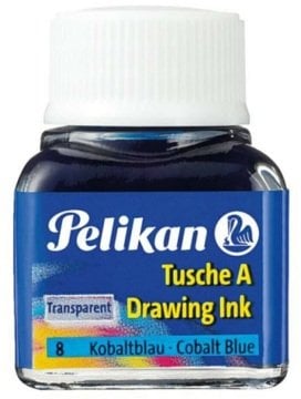 Pelikan 523 Drawing Ink Çini Çizim Mürekkebi 10ml Transparent No 08 Cobalt Blue