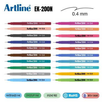 Artline 200 Fine Keçe Uçlu Yazı Kalemi 0.4mm Sarı Yeşil