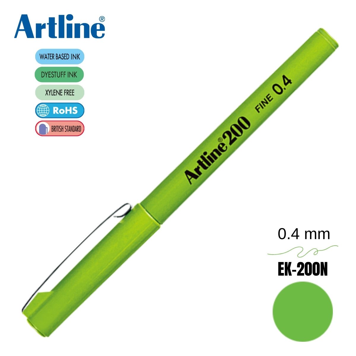 Artline 200 Fine Keçe Uçlu Yazı Kalemi 0.4mm Sarı Yeşil