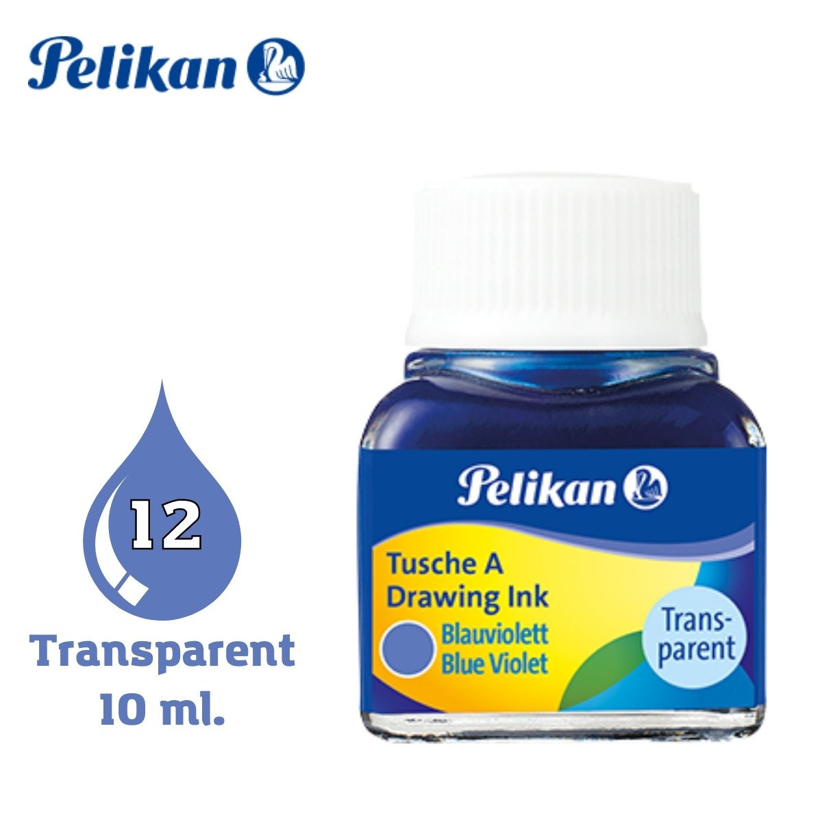 Pelikan 523 Drawing Ink Çini Çizim Mürekkebi 10ml Transparent No 12 Blue Violet