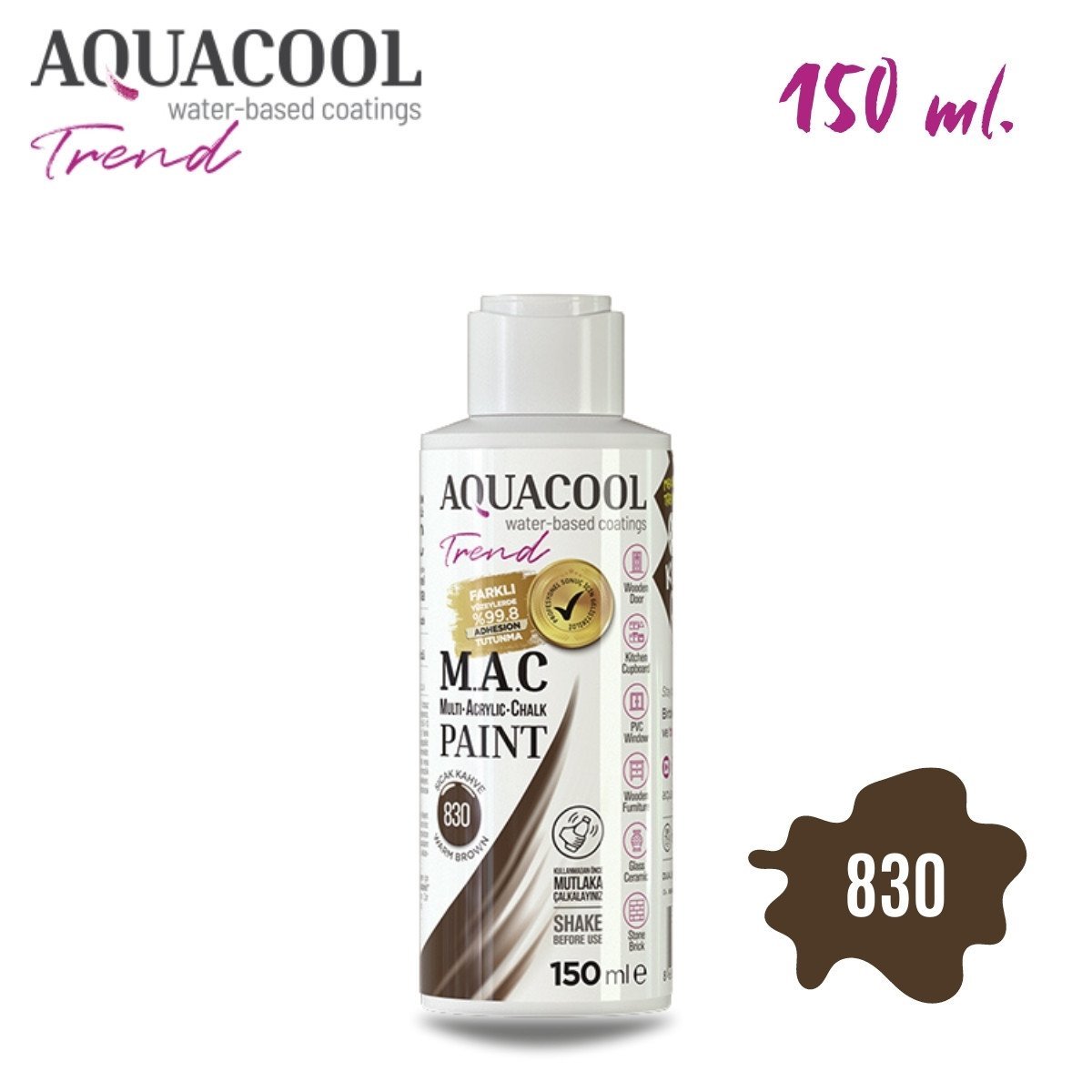 Aquacool Multi Akrilik Boya 150ml 830 Sıcak Kahve