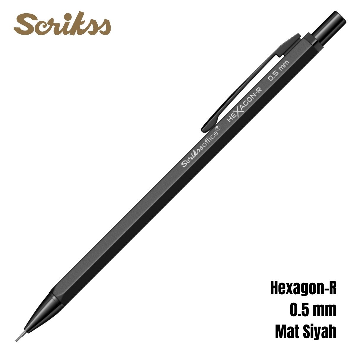 Scrikss Versatil Kalem Hexagon-R 0.5mm Mat Siyah
