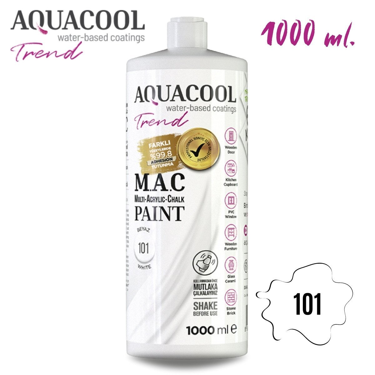 Aquacool Multi Akrilik Boya 1000ml 101 Beyaz