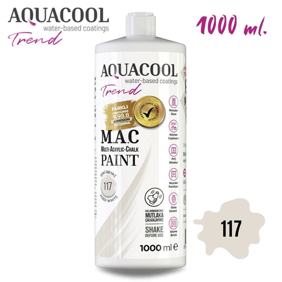 Aquacool Multi Akrilik Boya 1000ml 117 Eski Beyaz