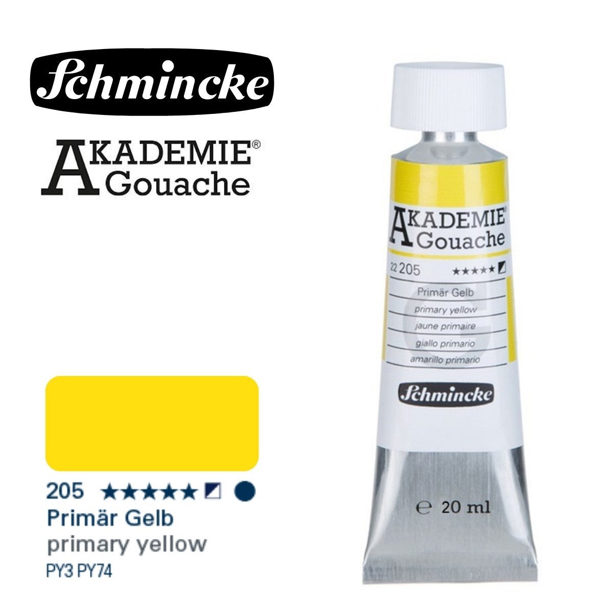 Schmincke Akademie Guaj Boya 20ml 205 Primary Yellow