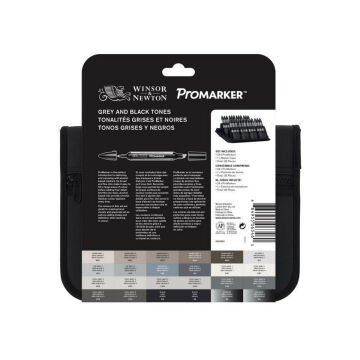Winsor Newton Promarker Set Black & Greys (24 x Siyah Gri Tonları Çantalı)