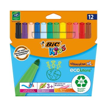 Bic Vısa Yıkanabilir Jumbo Keçeli Boya Kalemi Seti 12 Renk Kutu