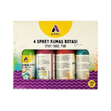 Adel Sprey Kumaş Boya 4x100ml Canlı Renkler 1