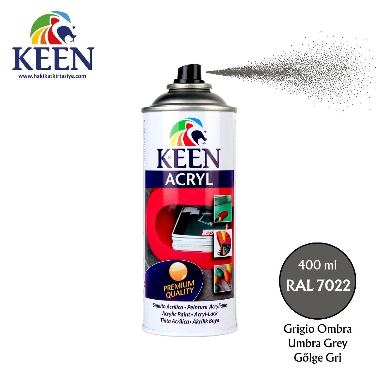 Keen Akrilik Sprey Boya 400ml RAL7022 Umbra Grey