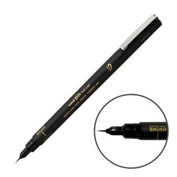Uni Pin Fine Line Akrilik Fırça Uçlu Çizim Kalemi Siyah