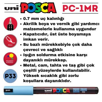 Uni Posca Marker PC-1MR Ultra Fine 0.7mm Glacier Blue