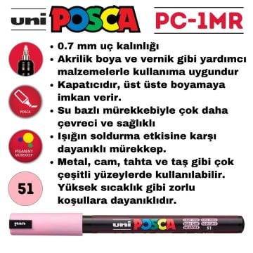 Uni Posca Marker PC-1MR Ultra Fine 0.7mm Light Pink