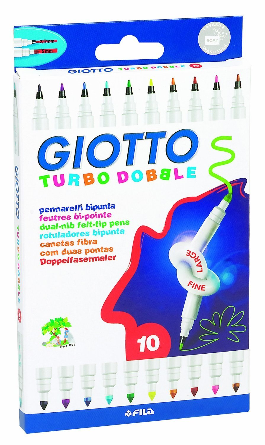 Giotto Turbo Dobble Çift Uçlu Keçeli Askılı Paket 10 Renk Set