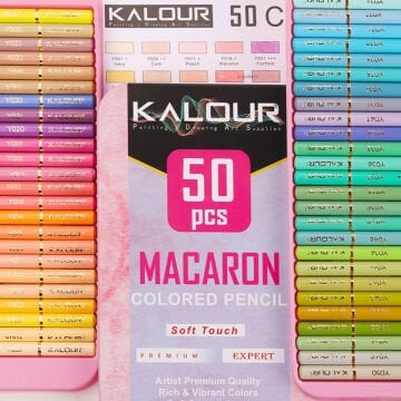 Kalour Kuru Boya Macaron Kalem Seti Metal Kutu 50li