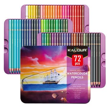 Kalour Aquarelle Sulu Boya Kalem Seti Metal Kutu 72li