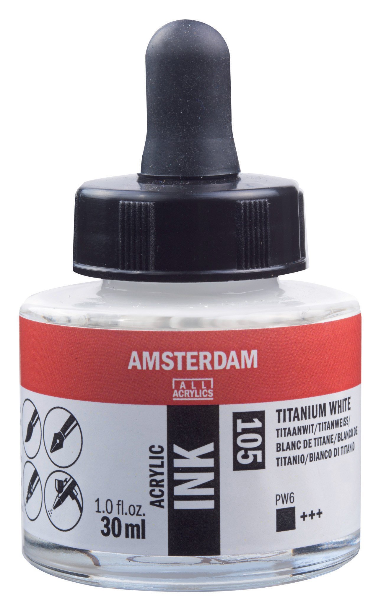 Amsterdam Sıvı Akrilik Mürekkep Boya 30ml 105 Titanium White