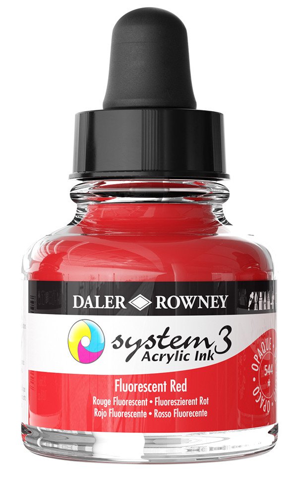 Daler Rowney System 3 Sıvı Akrilik Mürekkep Boya 29.5ml 544 Flourecent Red