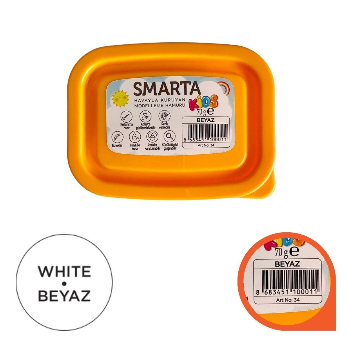 Smarta Kids Modelleme Hamuru 70gr Beyaz