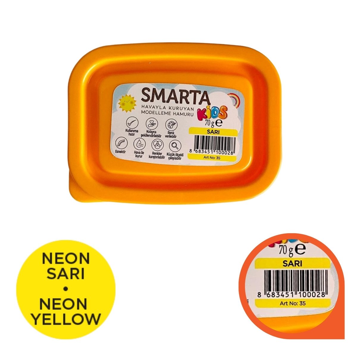Smarta Kids Modelleme Hamuru 70gr Sarı
