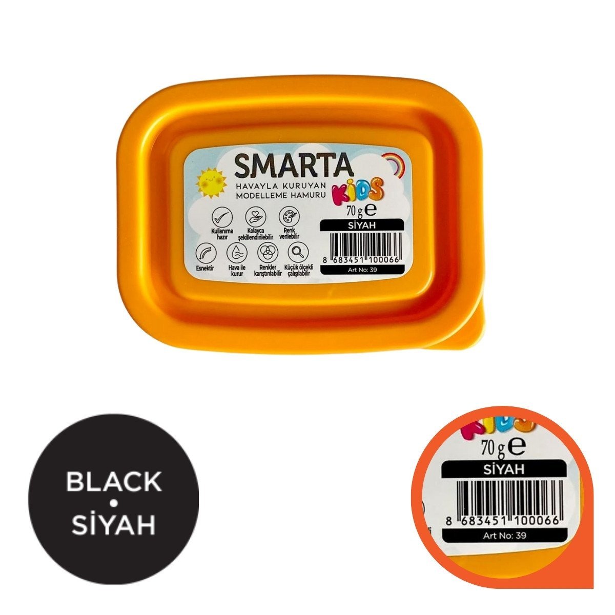 Smarta Kids Modelleme Hamuru 70gr Siyah