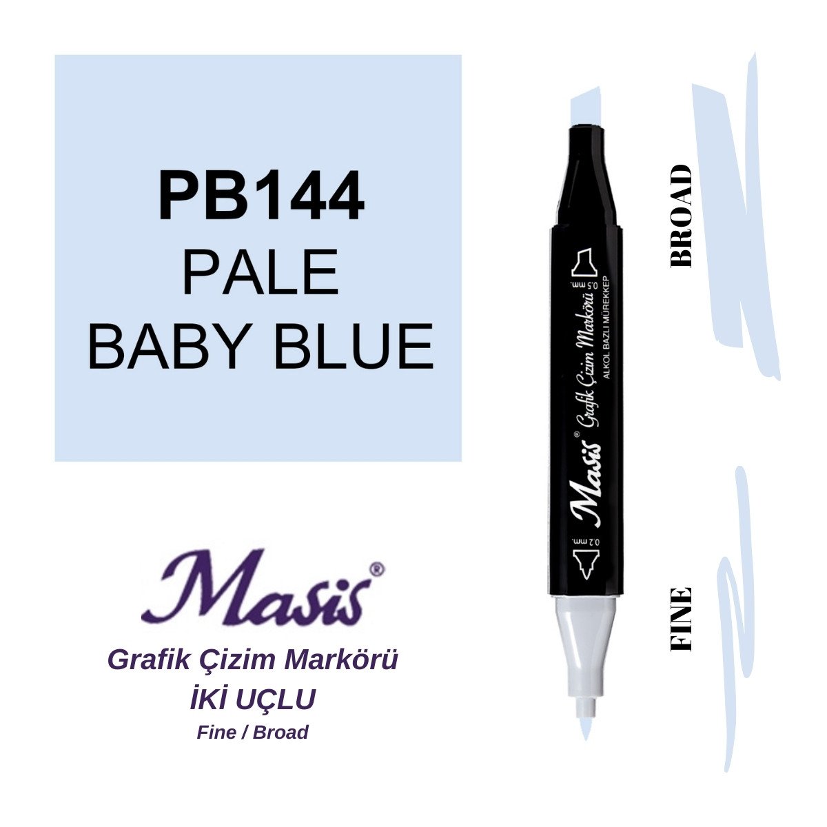 Masis Twin Çift Uçlu Marker Kalemi 144 Pale Baby Blue