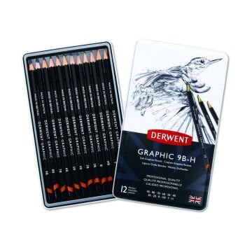 Derwent Graphic Dereceli Karakalem 12'li Set 9b H Arası Tonlar