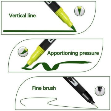 Art Elegant Çift Taraflı Fırça Uçlu Kalem 12 Renk