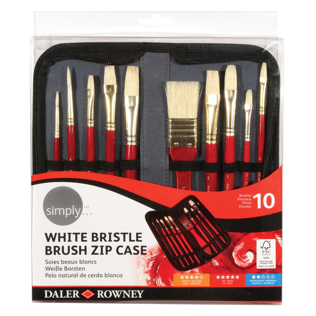 Daler Rowney White Bristle 10lu Çantalı Fırça Seti