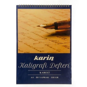 Karin Kaligrafi Defteri A4 110gr 50yp Spiralli Kareli