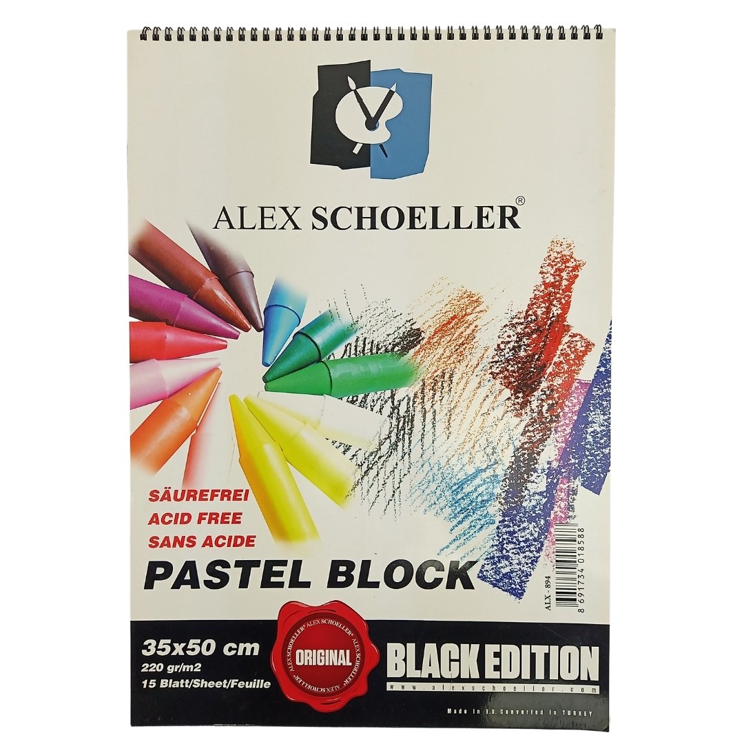 Alex Schoeller Pastel Fon Blok Spiralli 30x50cm 220gr 15 Yaprak Siyah ALX 894