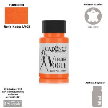 Cadence Leather Vogue Deri Boyasi 50ml LV-03 Turuncu