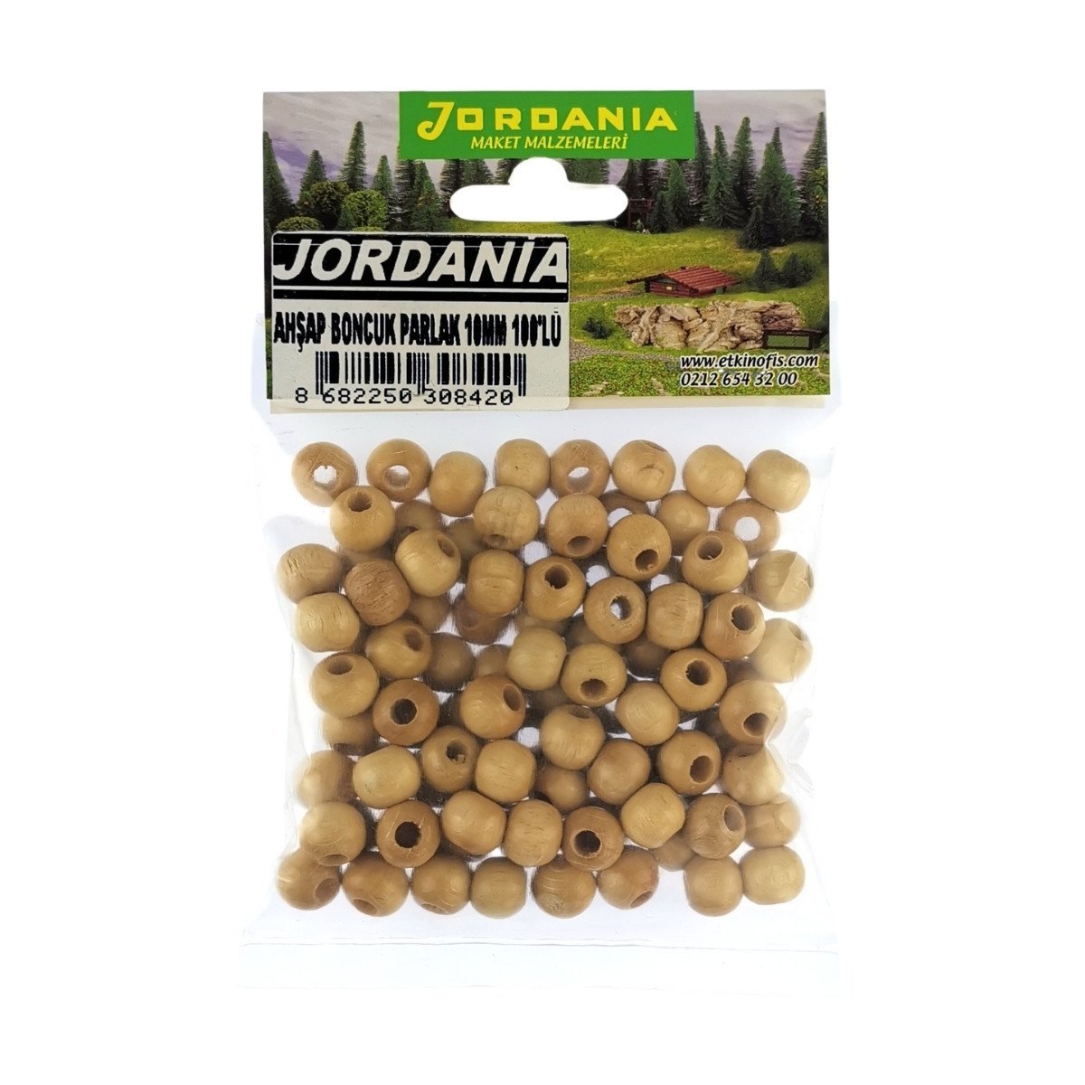 Jordania Ahşap Boncuk Natural Parlak Yuvarlak 10mm 100lü