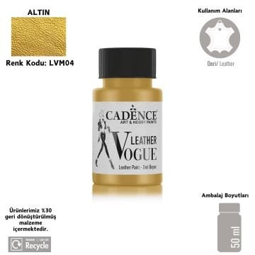 Cadence Leather Vogue Deri Boyasi Metalik 50ml LV-04 Altın