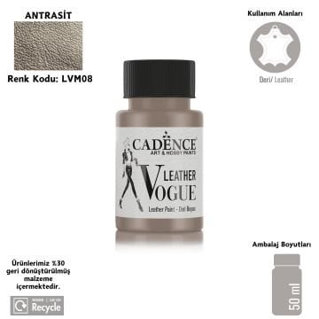 Cadence Leather Vogue Deri Boyasi Metalik 50ml LV-08 Antrasit