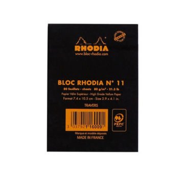 Rhodia Bloknot A7 Siyah 80gr Çizgili 80yp