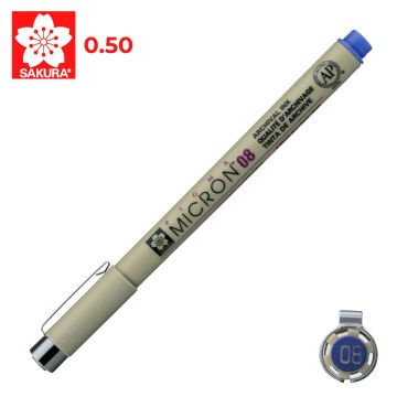 Sakura Pigma Micron Teknik Çizim Kalemi 08 0.5mm Mavi