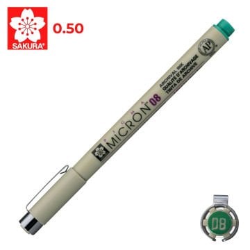 Sakura Pigma Micron Teknik Çizim Kalemi 08 0.5mm Yeşil