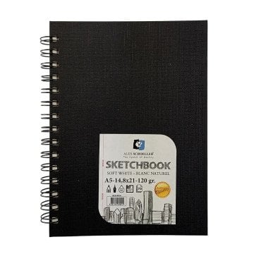 Alex Schoeller Sketchbook Sert Kapak Eskiz Defteri 120gr A5 70yp Spiralli Soft White Çizgisiz