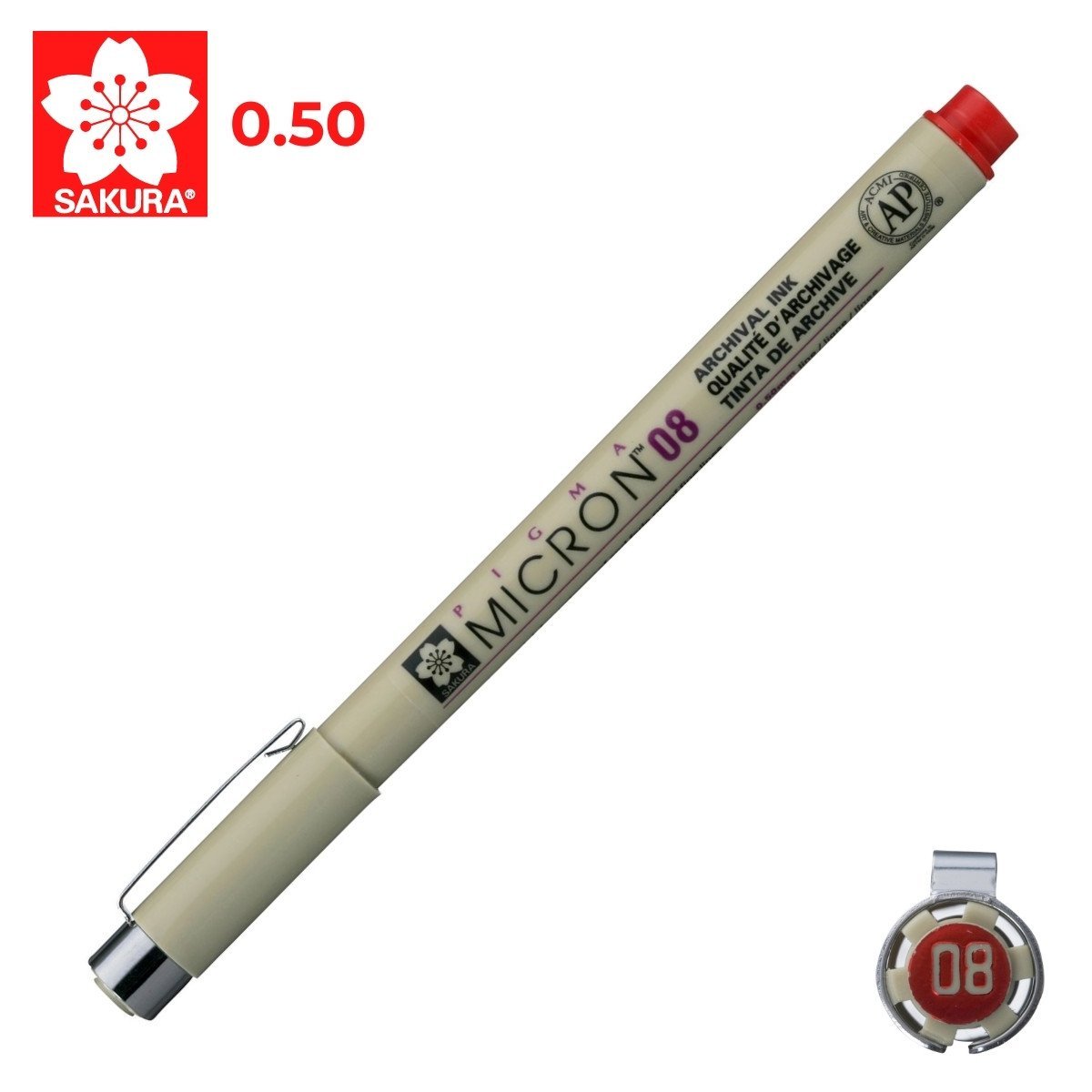 Sakura Pigma Micron Teknik Çizim Kalemi 08 0.5mm Kırmızı