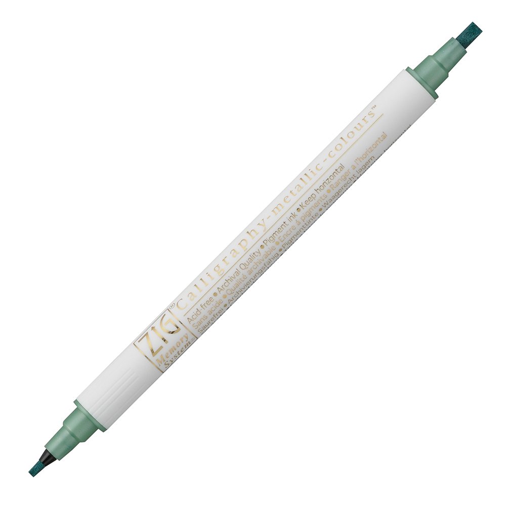 Zig Kaligrafi Kalemi MS-8400 Çift Taraflı Düz Kesik 2.0-3.5mm 121 Metalik Yeşil (Green)