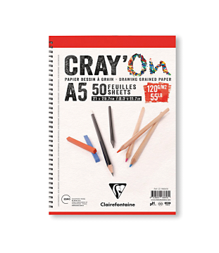 Clairefontaine Cray'on Çizim Blok Yandan Spiralli 120gr A5 50 Sayfa