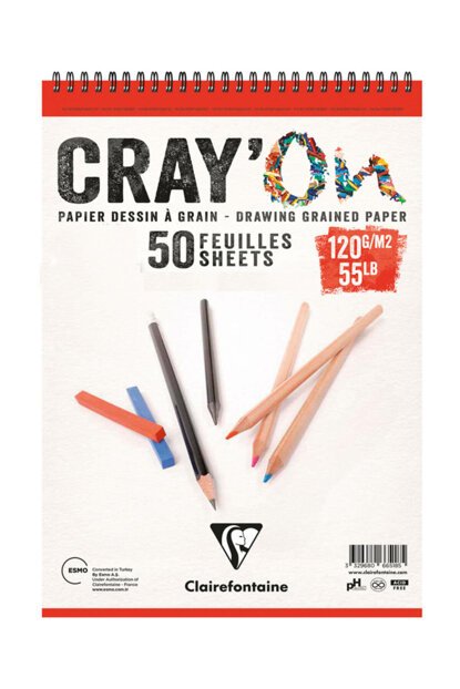 Clairefontaine Cray'on Çizim Blok Üstten Spiralli 120gr A5 50 Sayfa