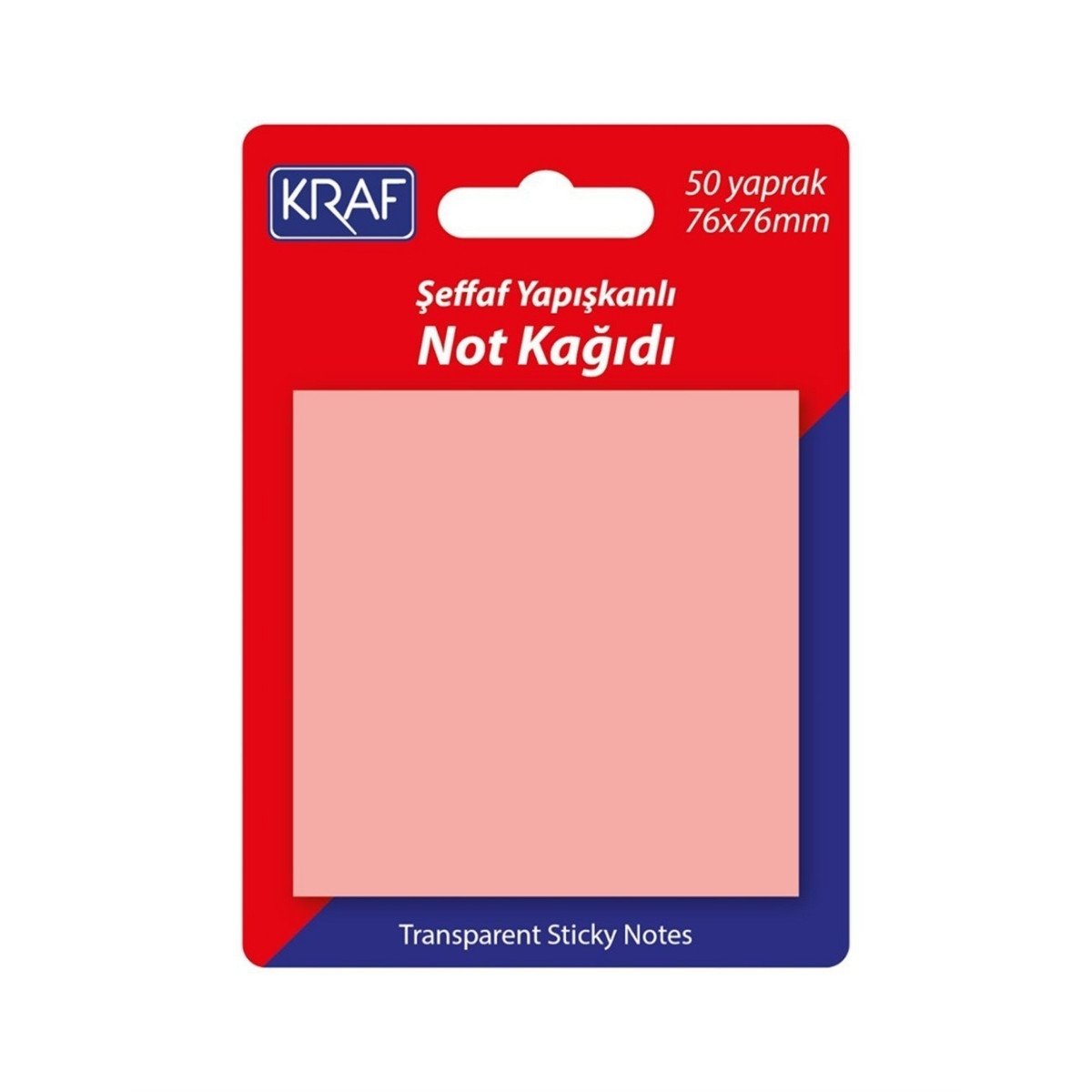 Kraf Yapışkanlı Not Kağıdı 76x76mm 50yp Şeffaf Pembe 7676TR