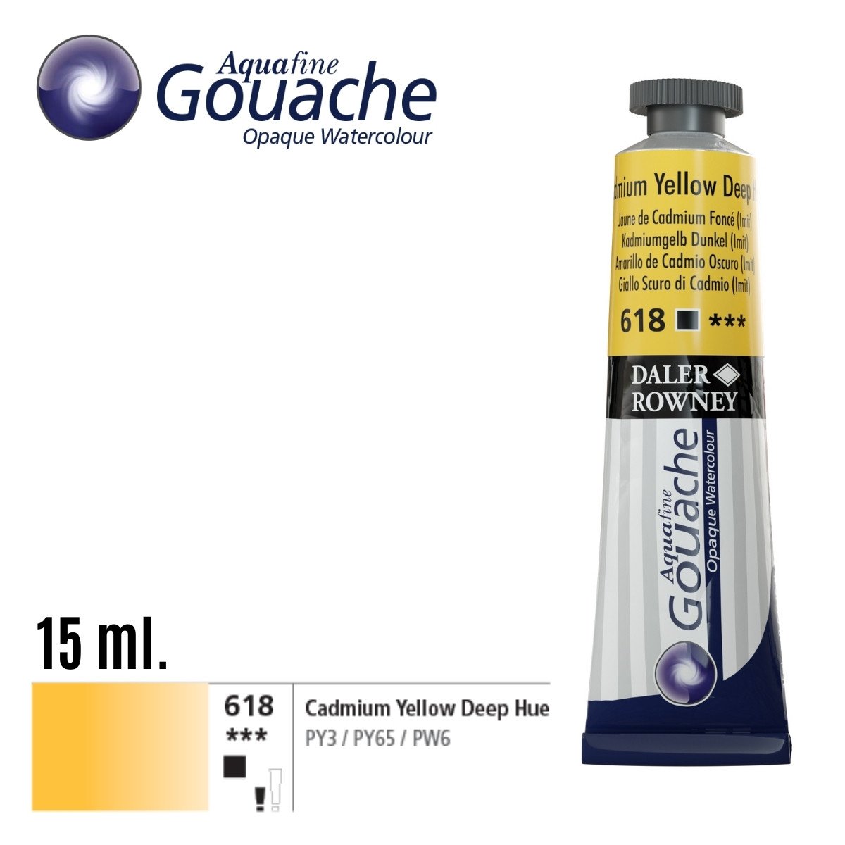 Daler Rowney Aquafine Guaj Boya Tüp 15ml 618 Cadmium Yellow Deep Hue