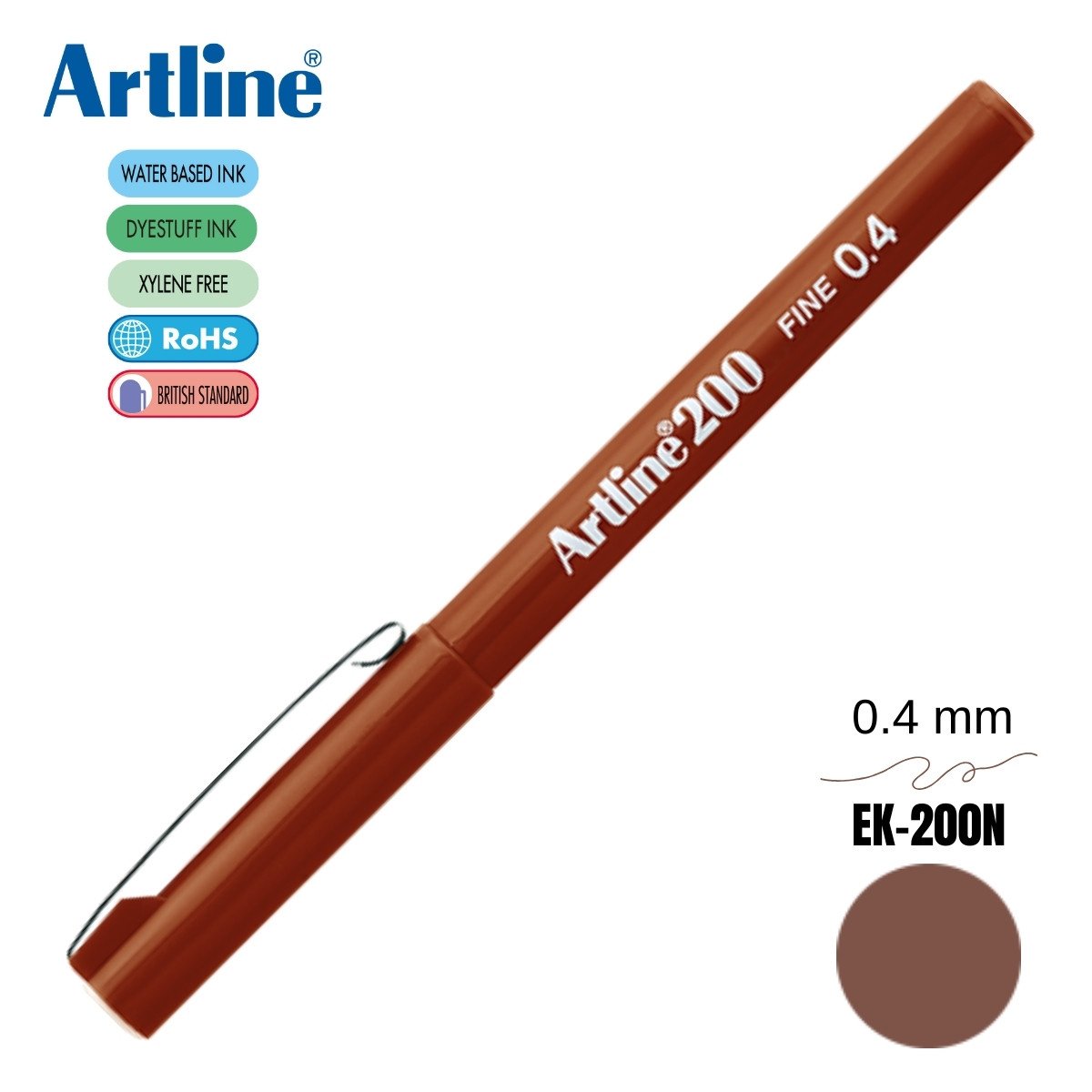 Artline 200 Fine Keçe Uçlu Yazı Kalemi 0.4mm Kahverengi