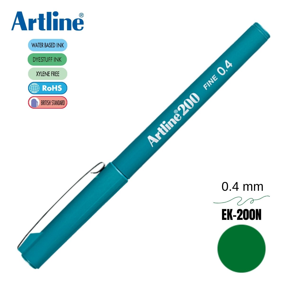 Artline 200 Fine Keçe Uçlu Yazı Kalemi 0.4mm Koyu Yeşil