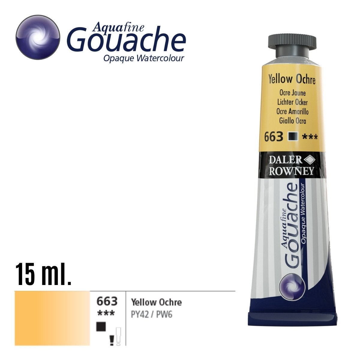 Daler Rowney Aquafine Guaj Boya Tüp 15ml 663 Yellow Ochre