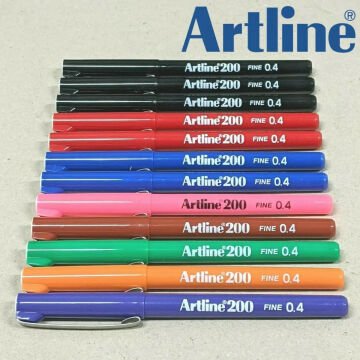 Artline 200 Fine Keçe Uçlu Yazı Kalemi 0.4mm Mavi