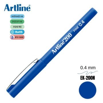 Artline 200 Fine Keçe Uçlu Yazı Kalemi 0.4mm Mavi