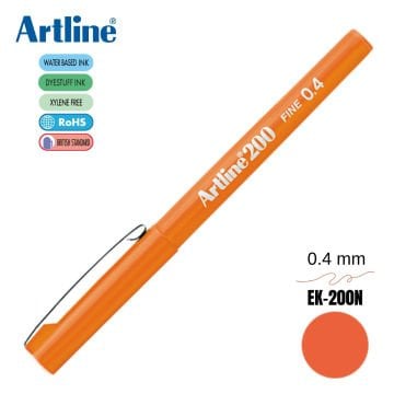 Artline 200 Fine Keçe Uçlu Yazı Kalemi 0.4mm Turuncu